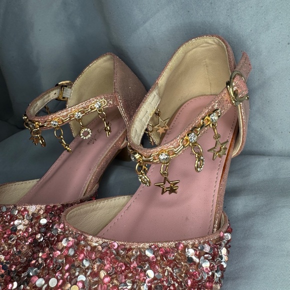 Pink Glitter Girls Party Shoes – Size 2 (Youth) - Picture 2 of 6